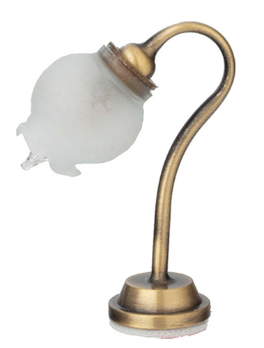 Desk Lamp Antique Gold with Frosted Fluted Globe